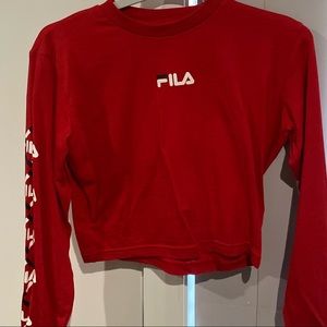 Red fila long sleeve crop top